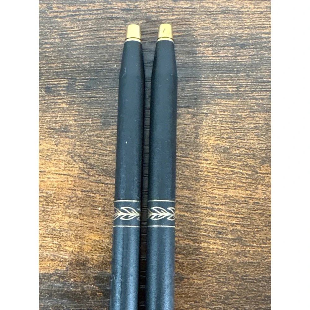 Cross Classic Century Matte Black Gold Laurel Leaf Pen and Pencil Set with Case